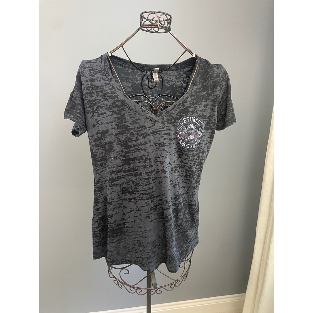 Harley Davidson Sturgis 2019 Black Hills Rally Womens V-Neck Graphic T-Shirt XXL